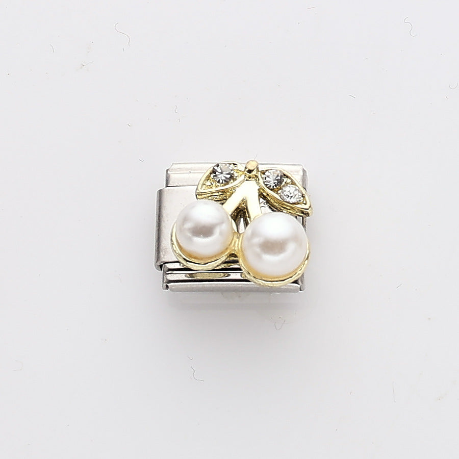 Wholesale 10pcs Italian Charm Bracelet 9mm DIY Splicing Pearl Heart Stainless Steel Composable Bracelet