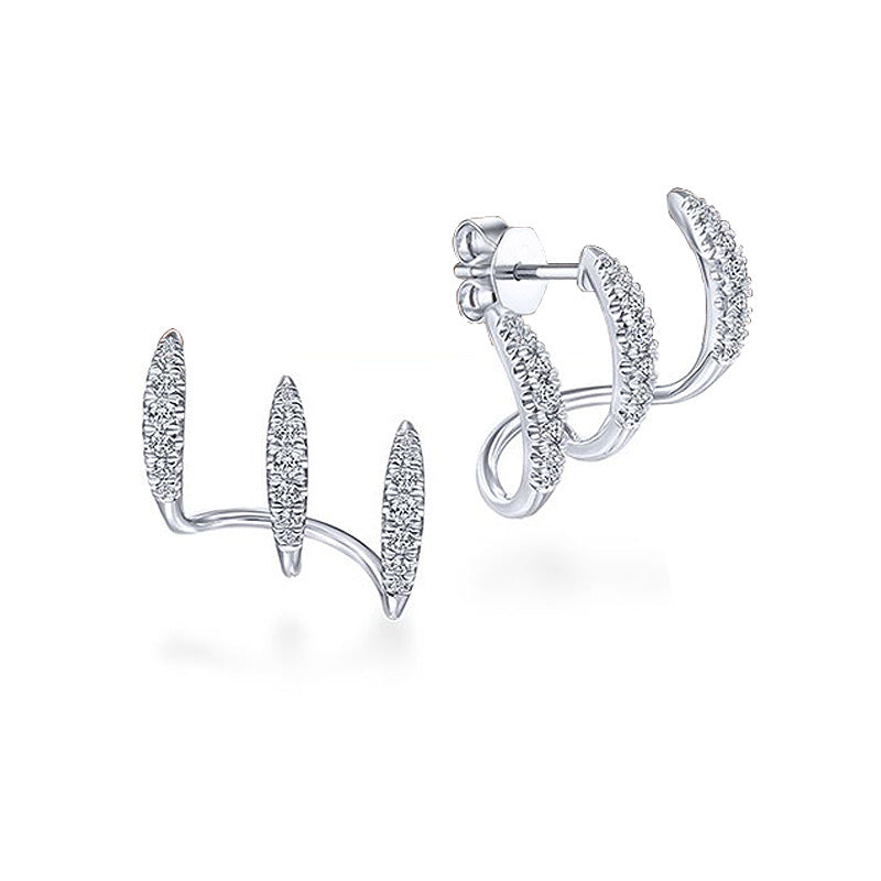 Wholesale Niche Design Three Claw Zircon Ear Studs Alloy Fashion Earrings