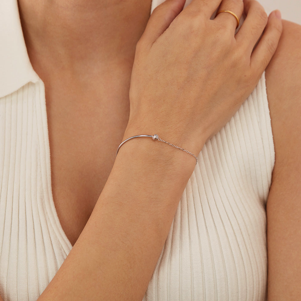 Wholesale Rose Gold Plated Titanium Steel Crystal Zirconia Bracelet