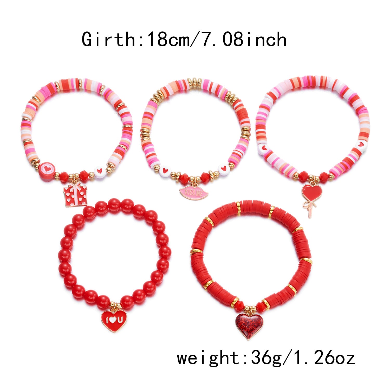 Wholesale Valentine' s Day Red Heart Bracelet