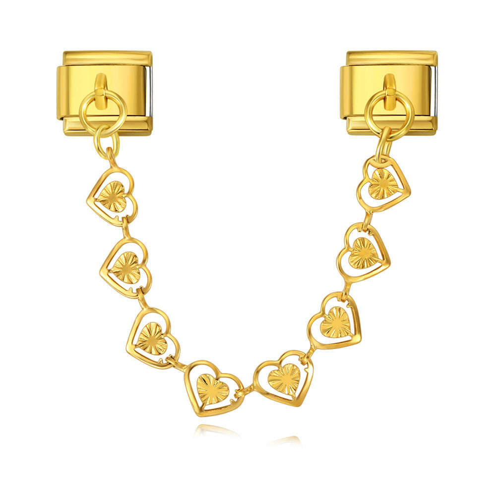 Wholesale Italian Charm Bracelet 9mm DIY Splicing Heart Pendant Stainless Steel Composable Bracelet