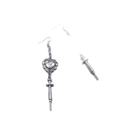 Wholesale Alloy Electroplated Gothic Baroque Heart Bow Earrings Jewelry Accessory for  Subculture
