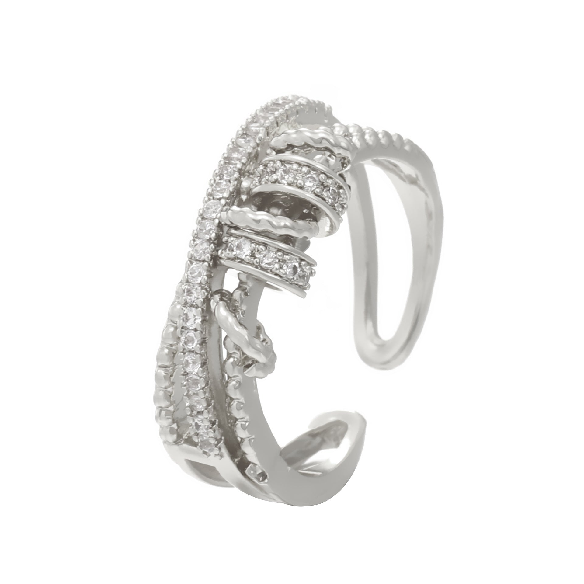 Wholesale zircon worry-free multi-layer  opening adjustable  ring