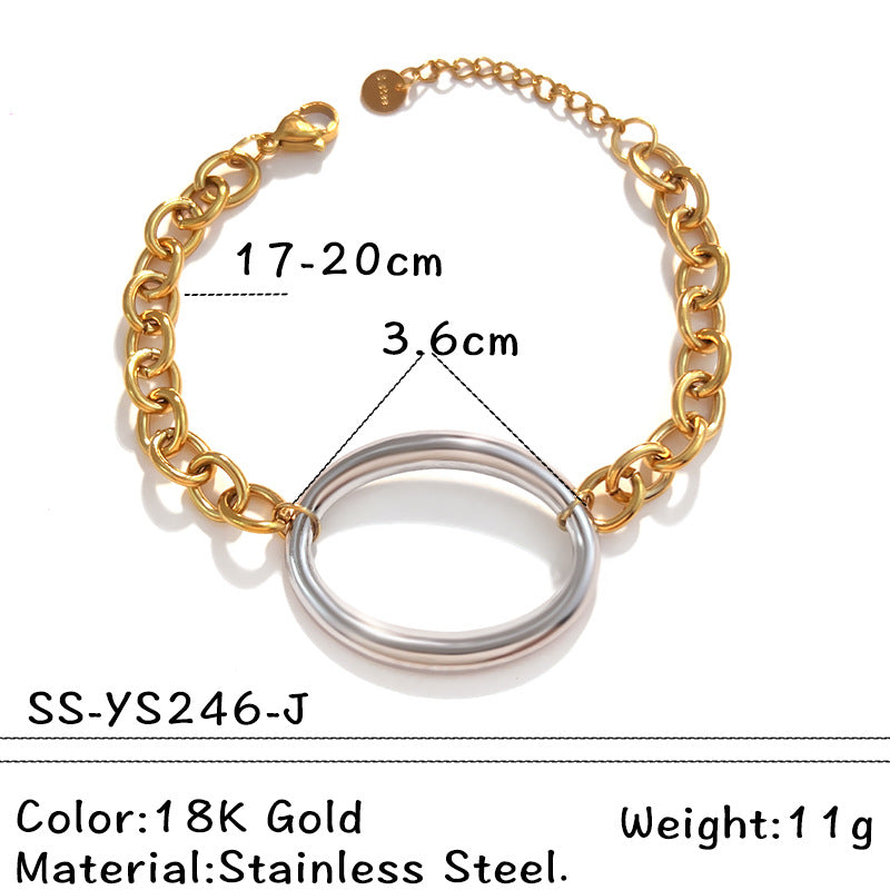Wholesale Stainless steel bracelet with 18K gold plating,  geometric square and heart shape.