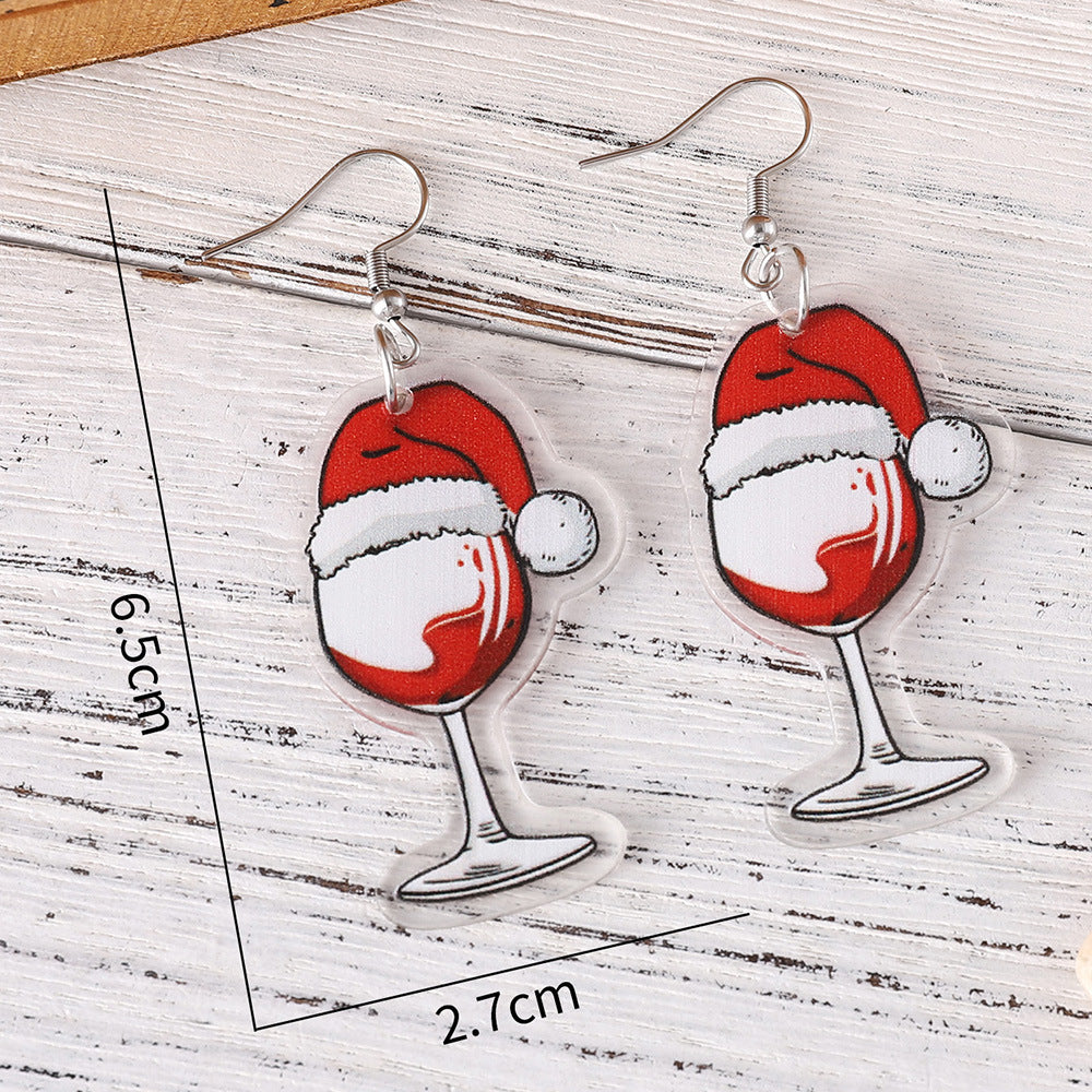 Wholesale Christmas Santa Hat Pendant Earrings Acrylic Earrings ACC-ES-ChuLian042