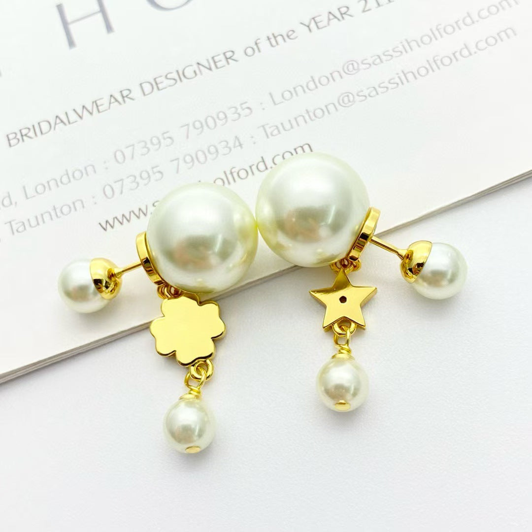 Wholesale Man-made pearl and diamond stud earrings ACCVIP