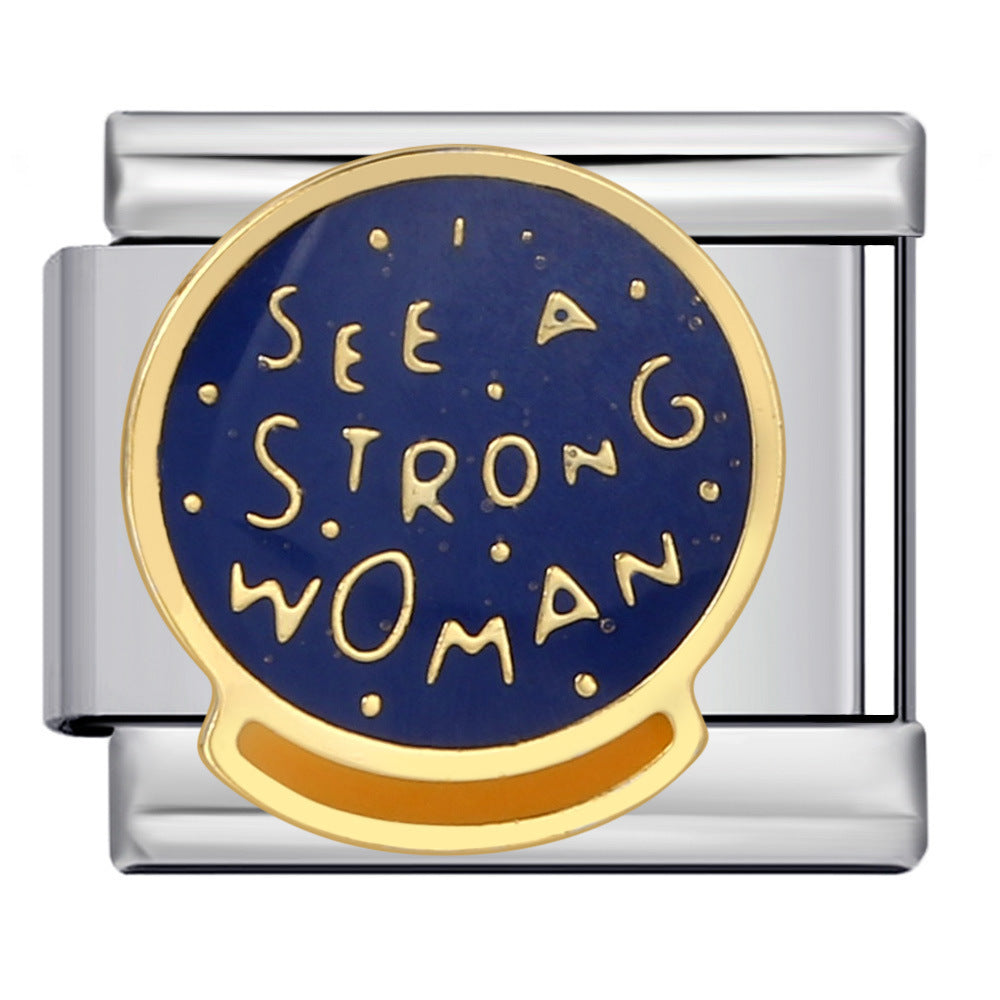 Wholesale 5pcs  9mm Italian Charm Starter Bracelets DIY square Single Section Creative Stainless Steel Composable Bracelet