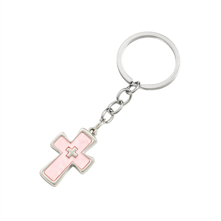 Wholesale Jesus alloy double cross keychain
