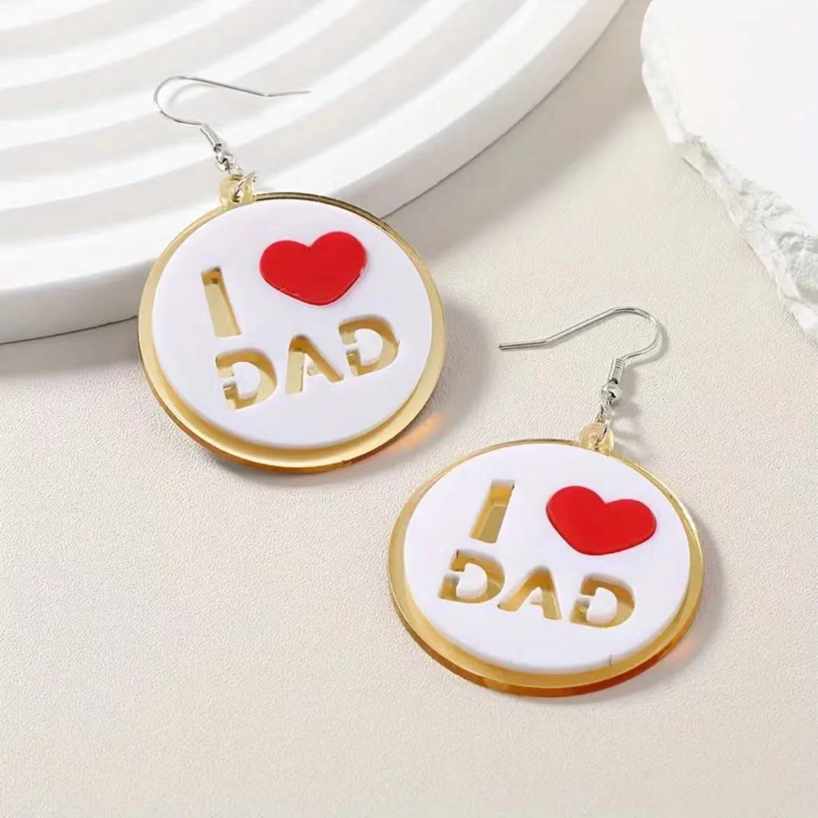 Wholesale Mother's Day Father's Day Round Pendant Elegant Simple Acrylic Earrings ACC-ES-AnDao005