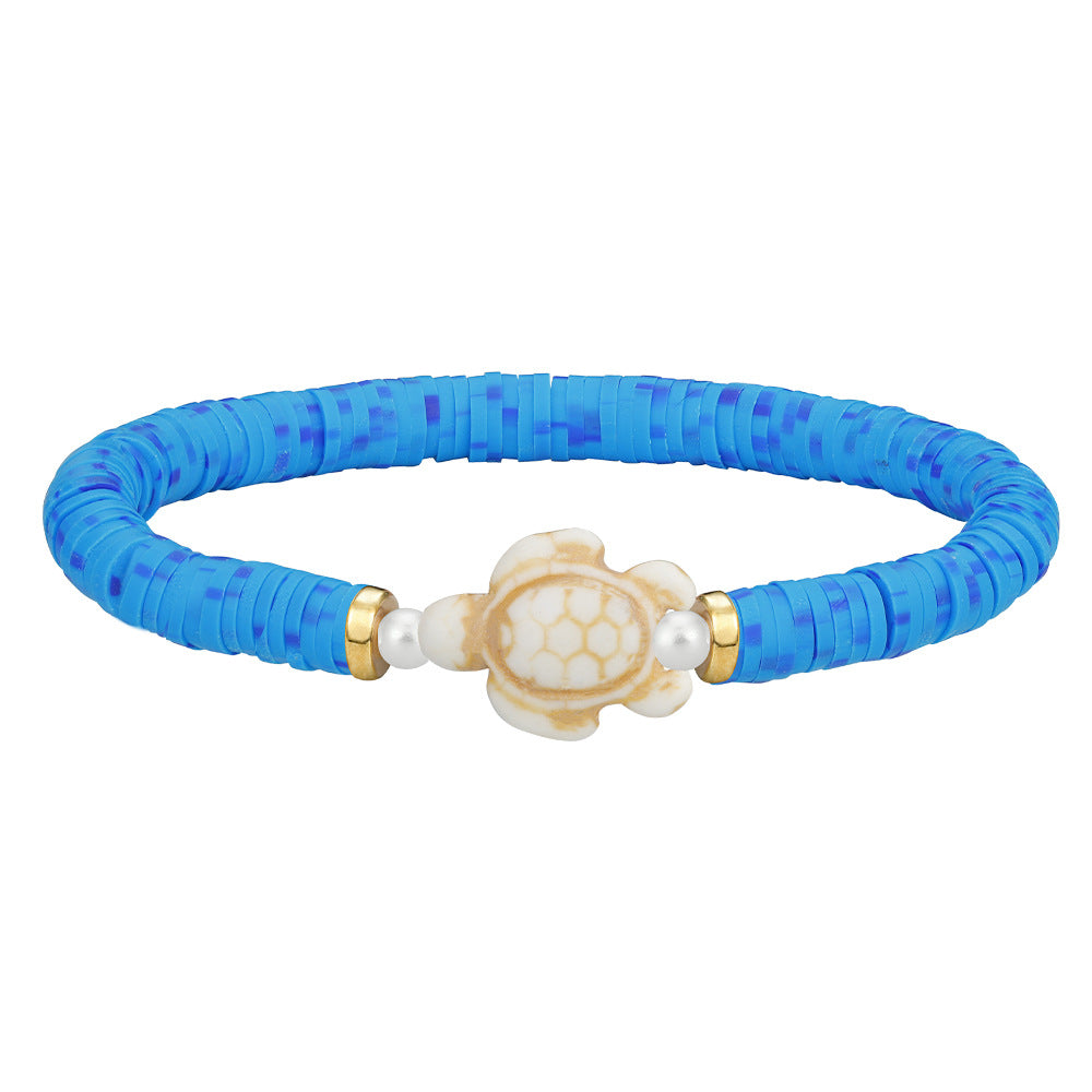Wholesale polymer clay beaded elastic bohemian style handmade turtle bracelet