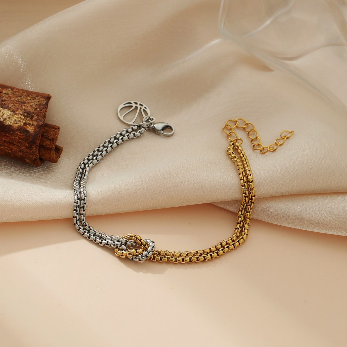 Wholesale stainless steel basketball tag golden double double bracelet