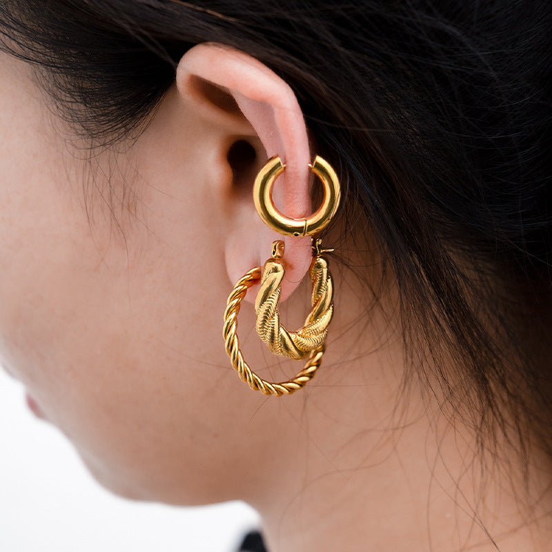 Wholesale  Gold combination suit stainless steel earrings
