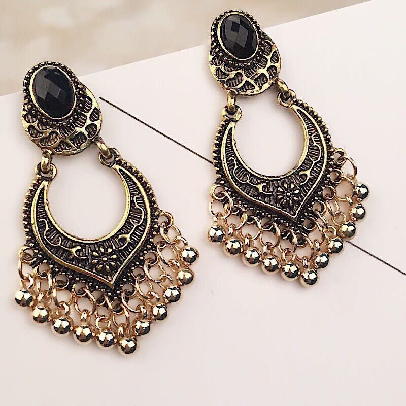 Wholesale Bohemian Owl Dream Catcher Feather Tassel Earrings Turquoise Geometric Carved Fashion Accessory Gift