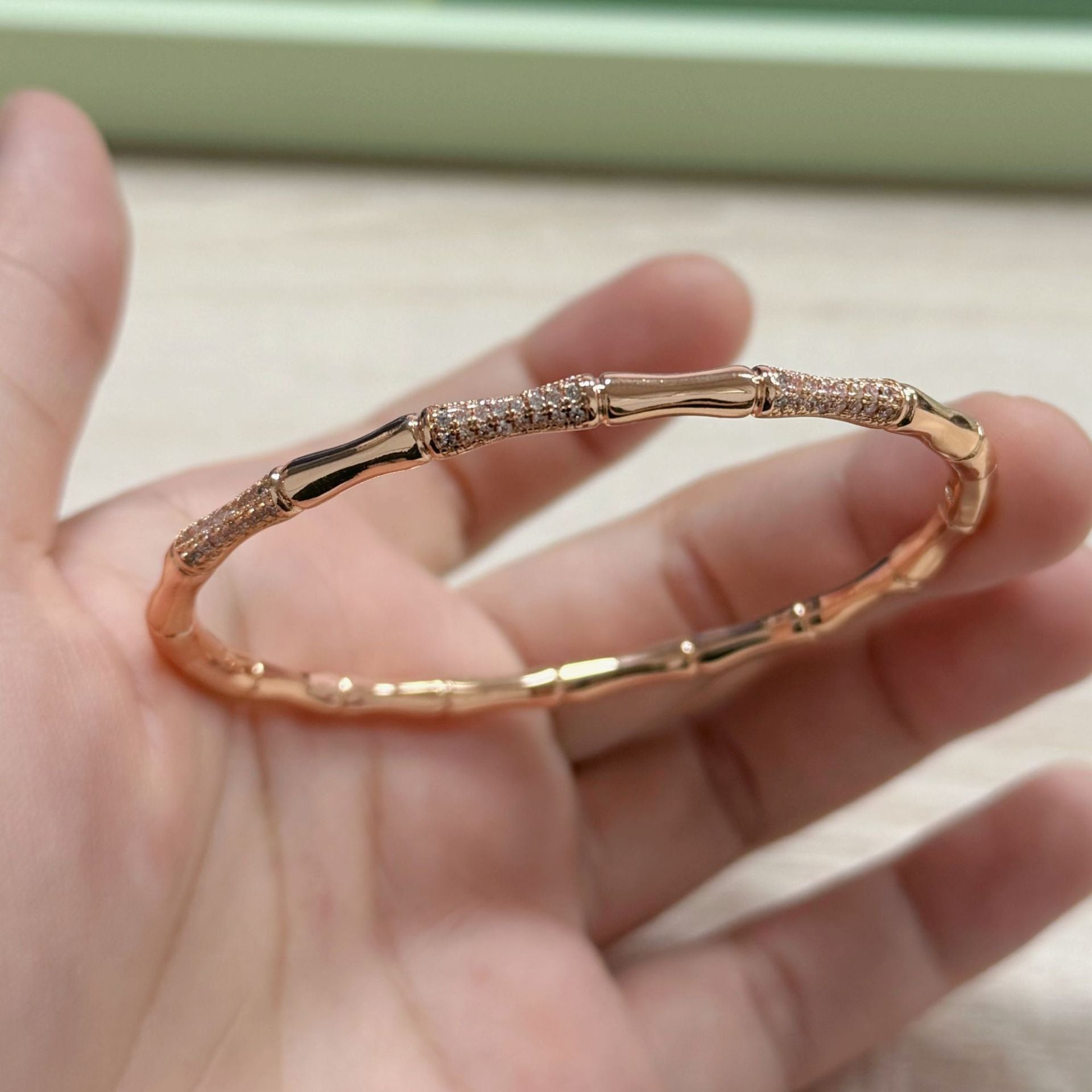 Wholesale Copper Electroplated Bamboo Diamond-Encrusted Bracelet Fashion Accessory for Women