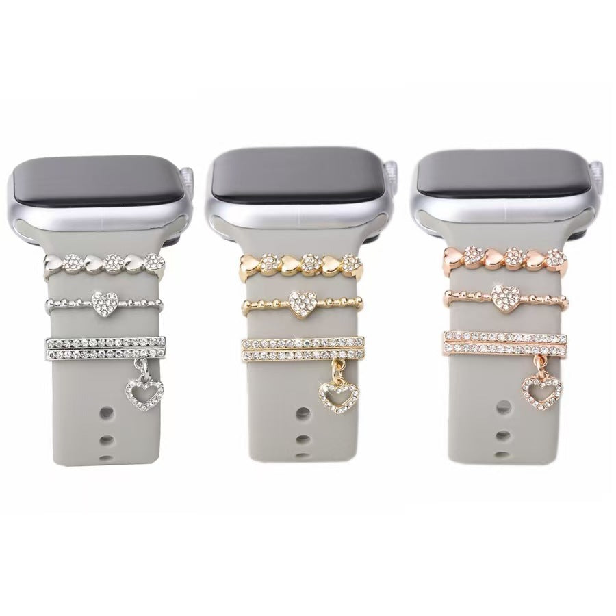 Wholesale Gold Zinc Alloy Heart Pendant Rhinestone Charm For Band DIY Jewelry Accessory