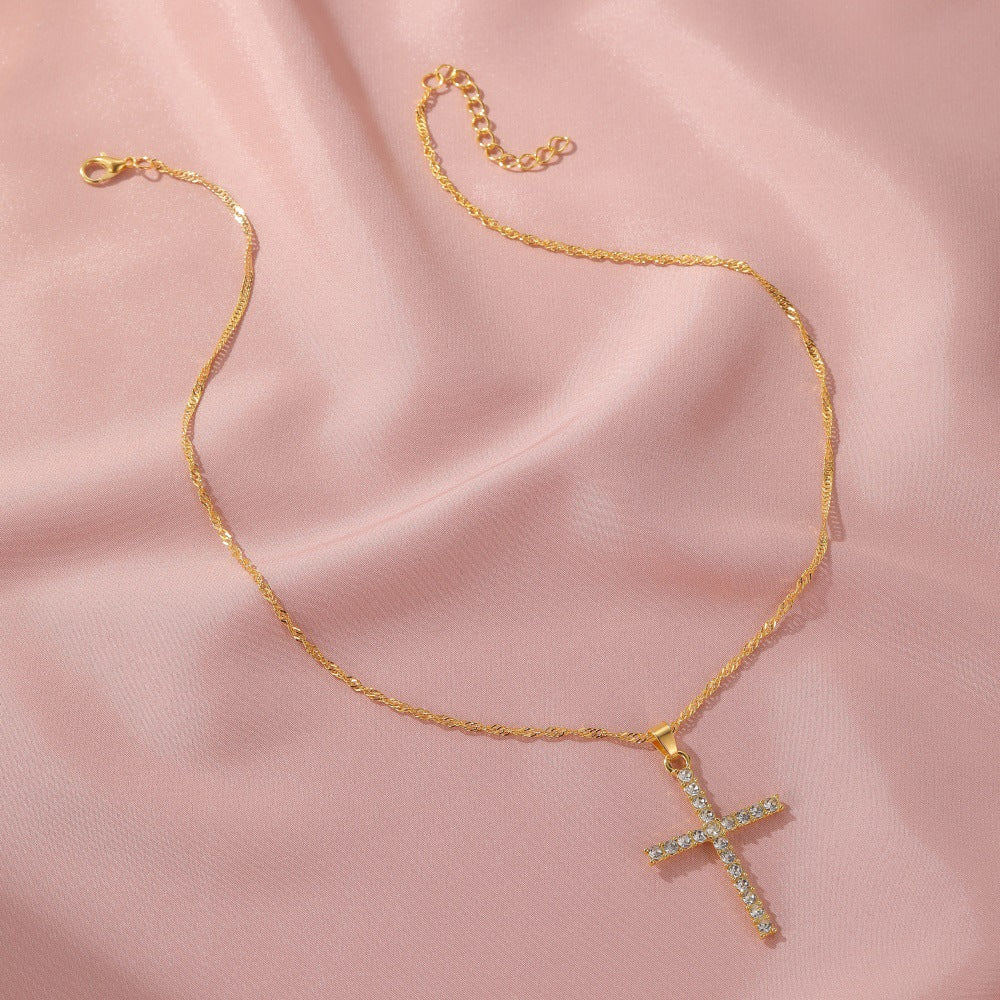 Wholesale Zircon Virgin Cross Necklace ACC-NE-MY004