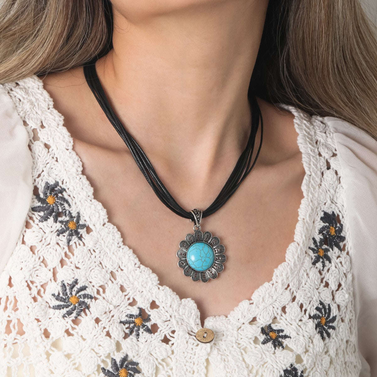 Wholesale Bohemian Vintage Ethnic Turquoise Necklace ACC-NE-JunJie014