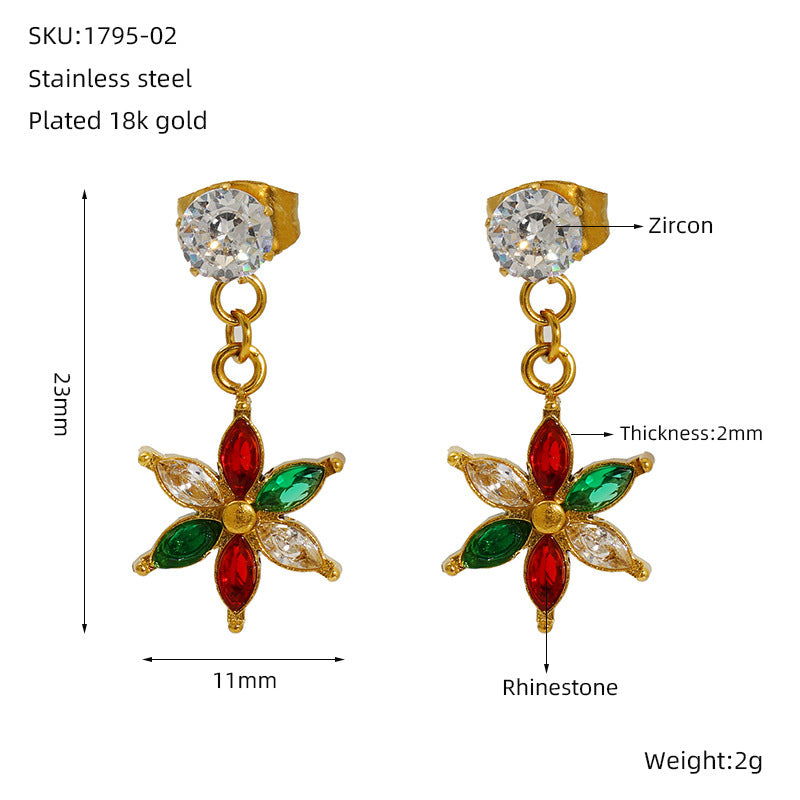 Wholesale Summer flower earrings for women inlaid with zircon light luxury earrings
