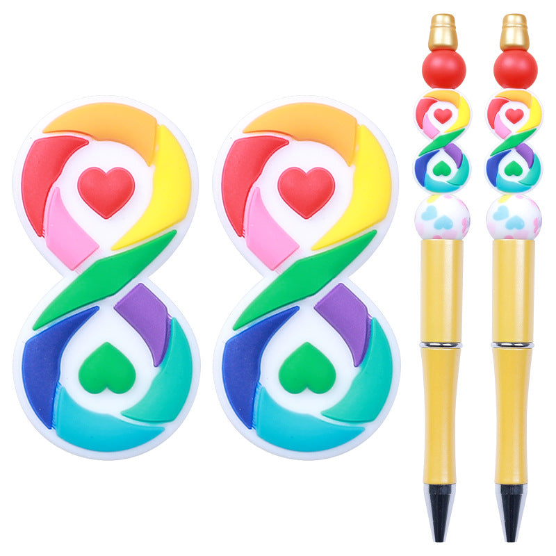 Wholesale 20pcs Rainbow Puzzle Silicone Focal Beads DIY Beaded Pen Accessories ACC-BDS-HeXing020