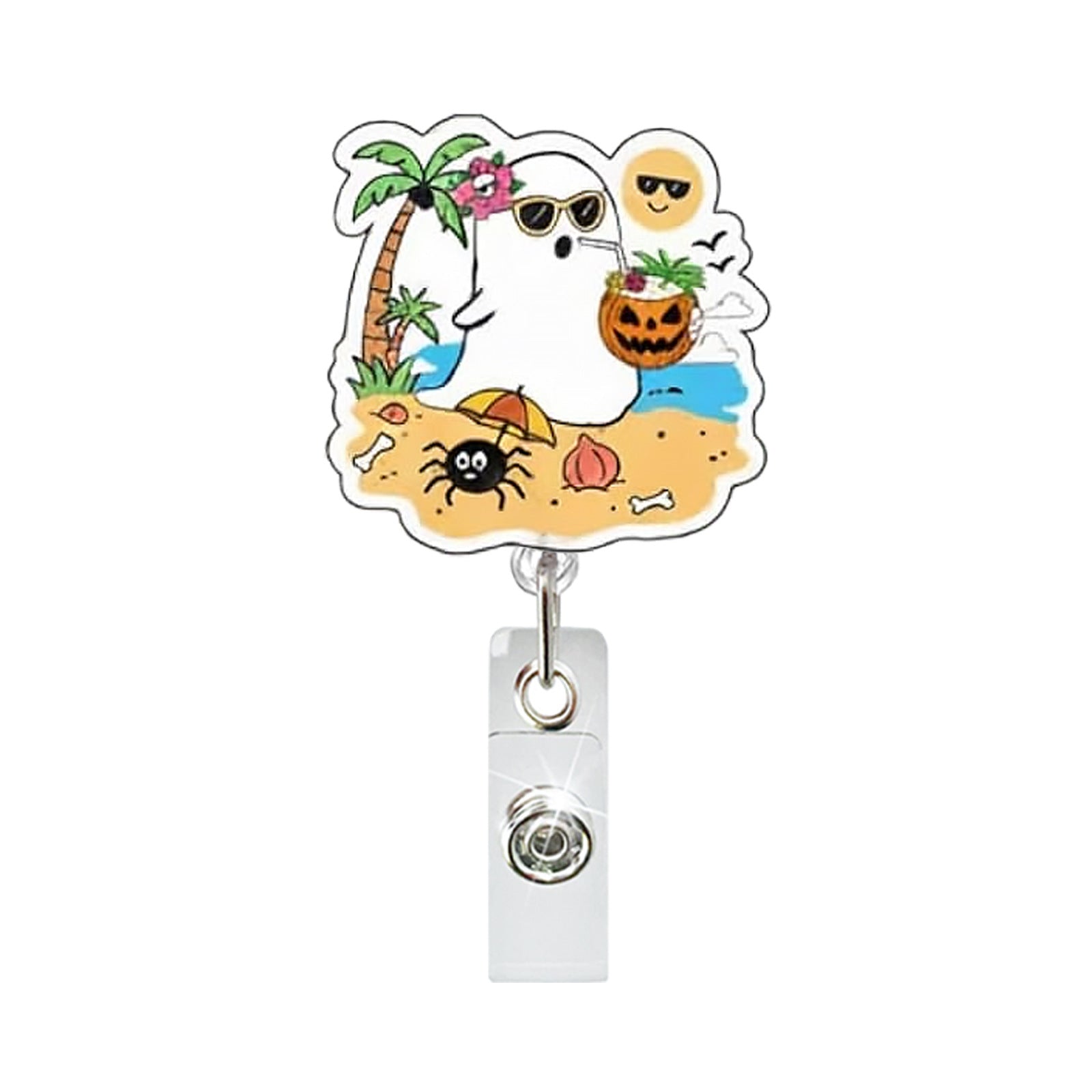 Wholesale Summer Holiday Ghost Skull Retractable Badge Reel,  Fashion Accessory for Everyday Use