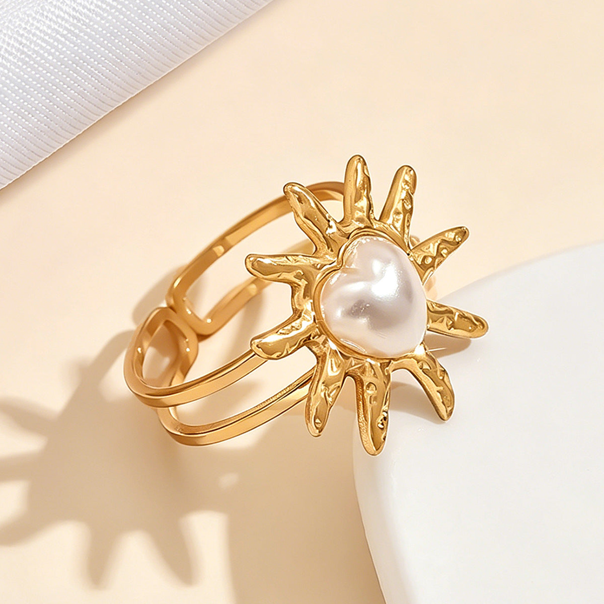 Wholesale Sweet Princess Pearl Flower Open Ring Stainless Steel 18K Gold Plated Women S Fashion Jewelry Accessory For Everyday Wear And Boutique Resale
