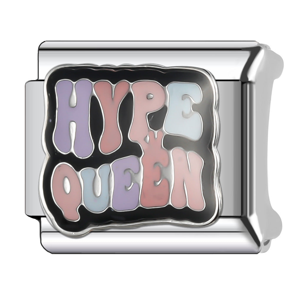 Wholesale Italian Charm Bracelet 9mm DIY Splicing English Retro Series Stainless Steel Composable Bracelet