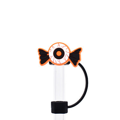 Wholesale Random 100pcs Halloween 10MM PVC Straw Tube Cap ACC-SCR-YiQu002