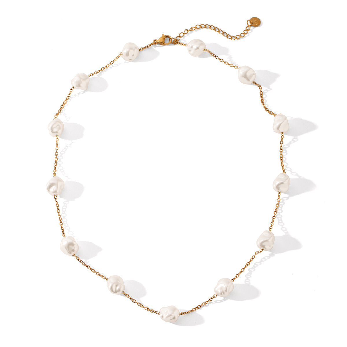 Wholesale Pearl Necklace Stainless Steel 18K Gold Irregular Pearl Necklace