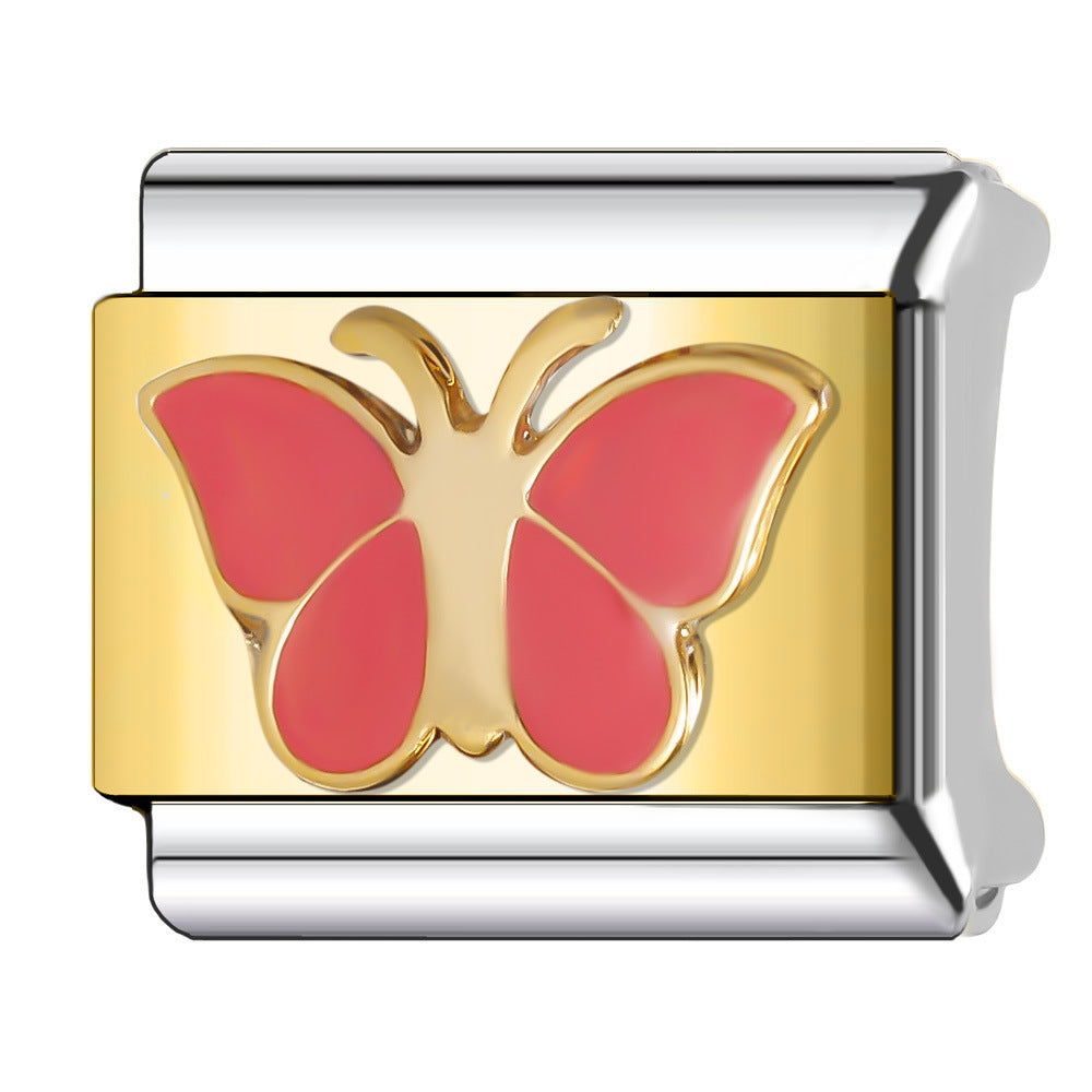 Wholesale Italian Charm Bracelet 9mm DIY Splicing Butterfly Stainless Steel Composable Bracelet