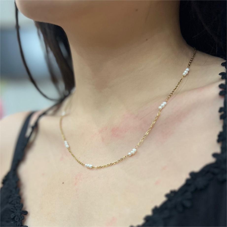 Wholesale  freshwater pearl necklace titanium steel non-fading female personality clavicle chain