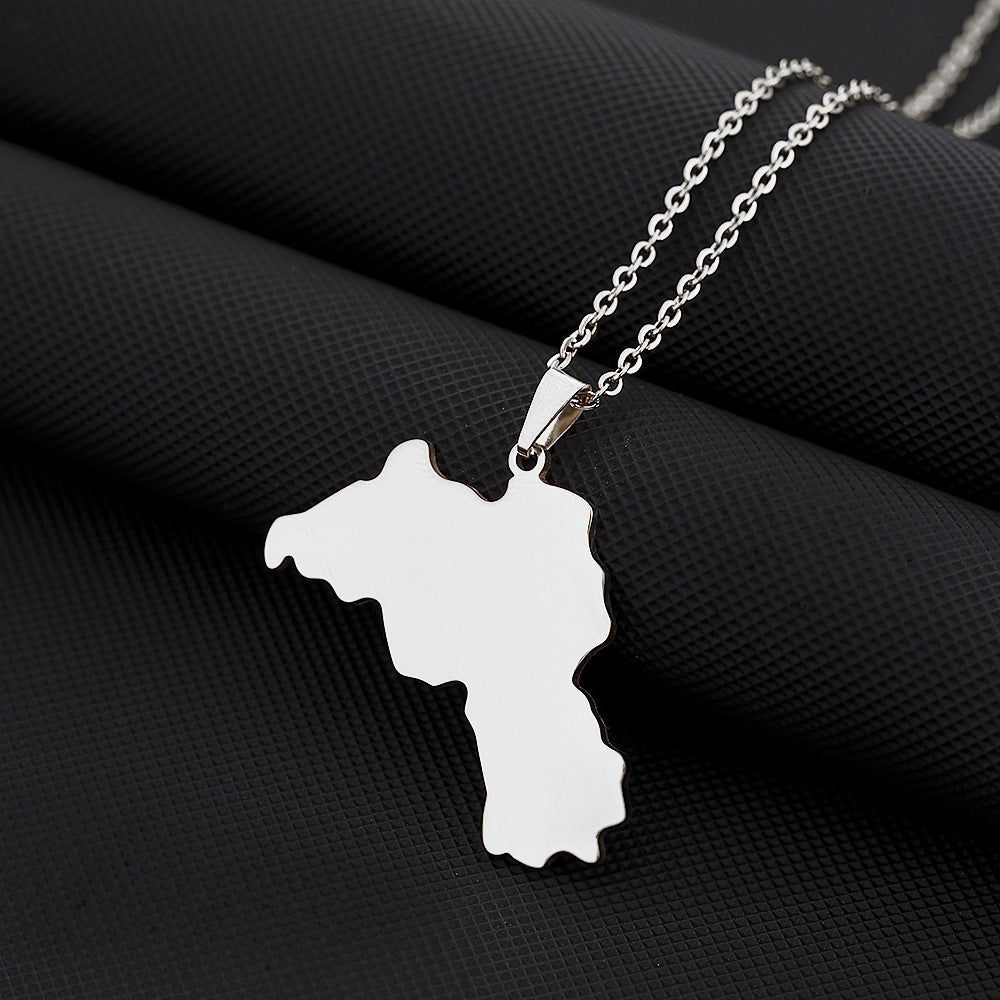 Wholesale Geometric Vintage Drip Oil Pendant Necklace Stainless Steel Jewelry Accessory