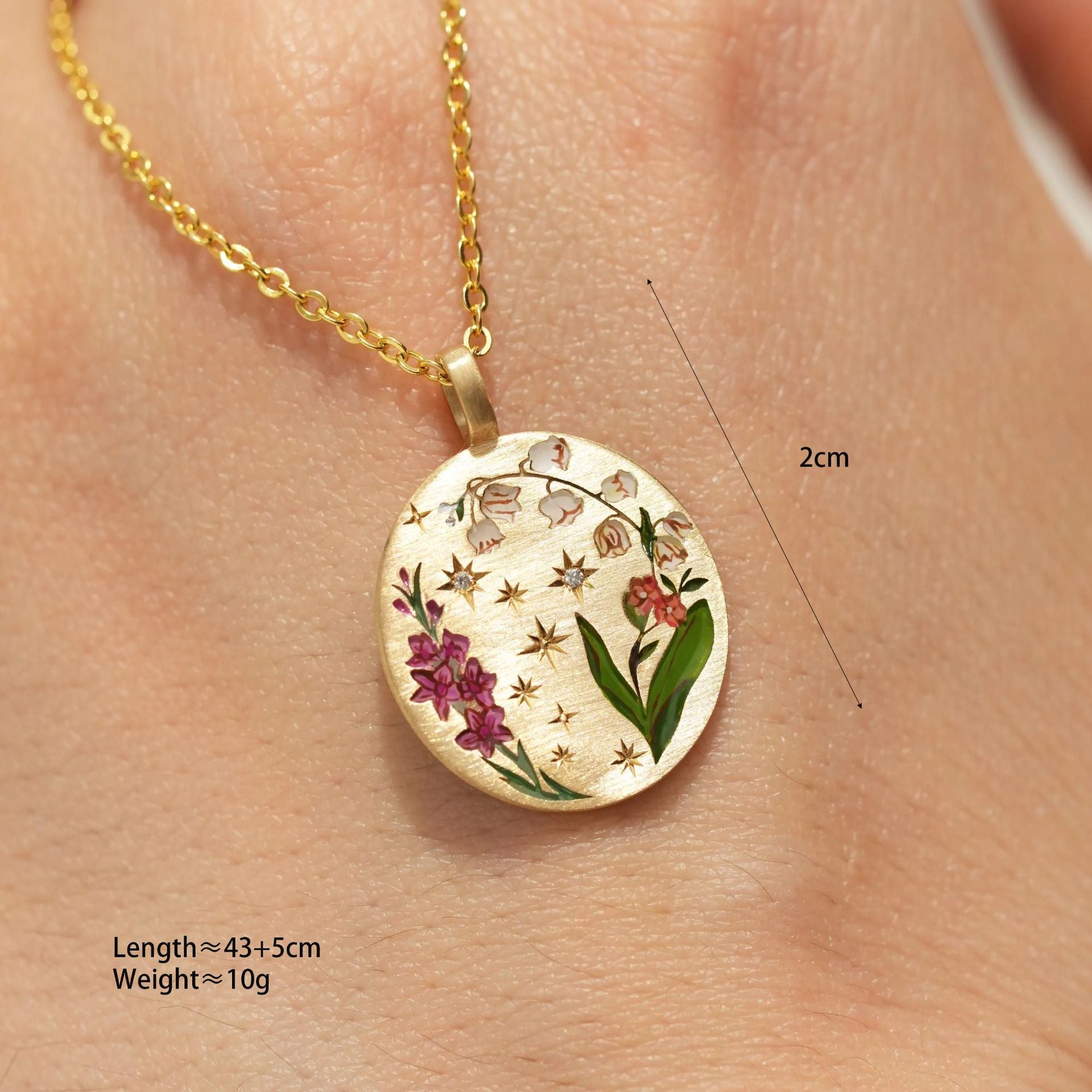 Wholesale  Titanium Steel Painted Oil Dripping Flower Oval Tarot Necklace