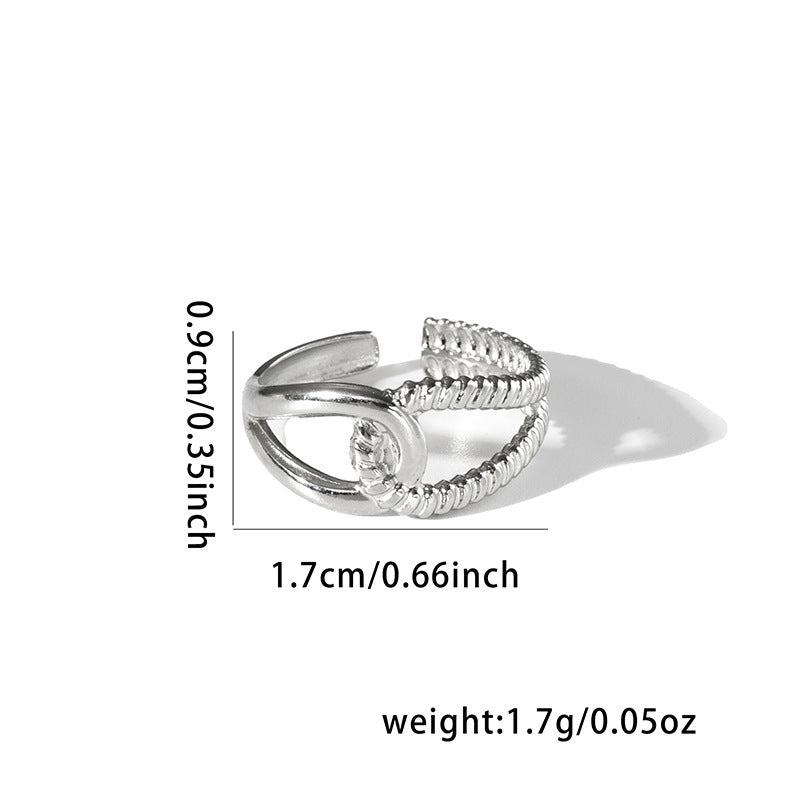Wholesale Chic Geometric Hollow Leaf Open Ring,  Titanium Steel Electroplated,  Fashion Jewelry Accessory