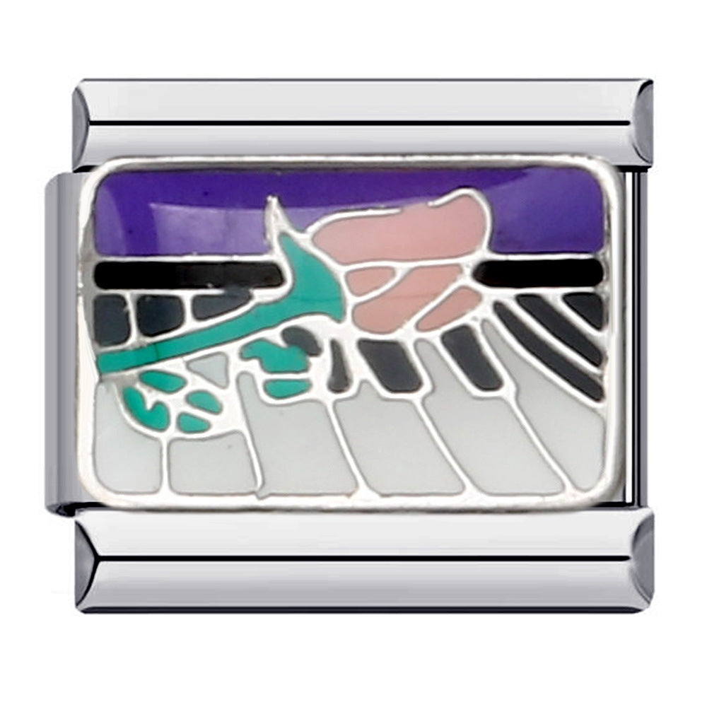 Wholesale Italian Charm Bracelet 9mm DIY Splicing Removable Purple Element Stainless Steel Composable Bracelet