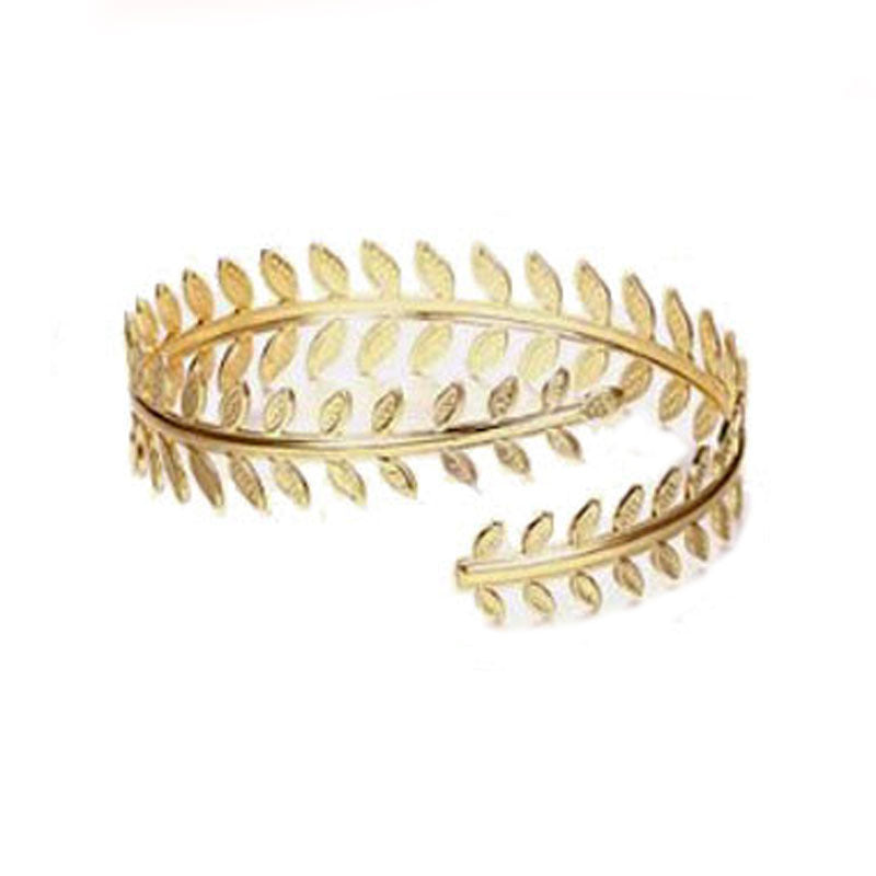 Wholesale  cross personality leaf arm ring line leaf geometric glossy bracelet