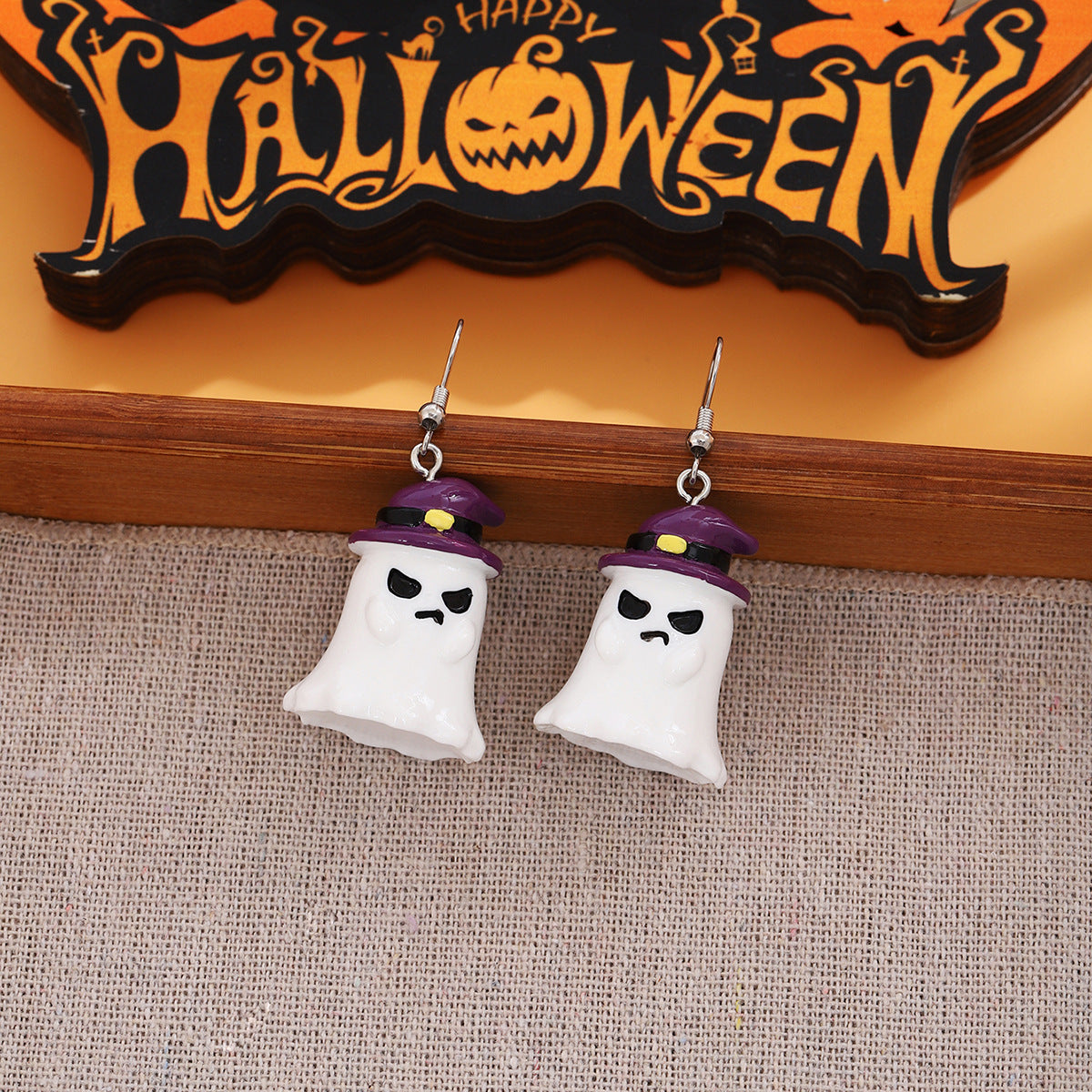 Wholesale  fun cartoon pumpkin ghost resin earrings