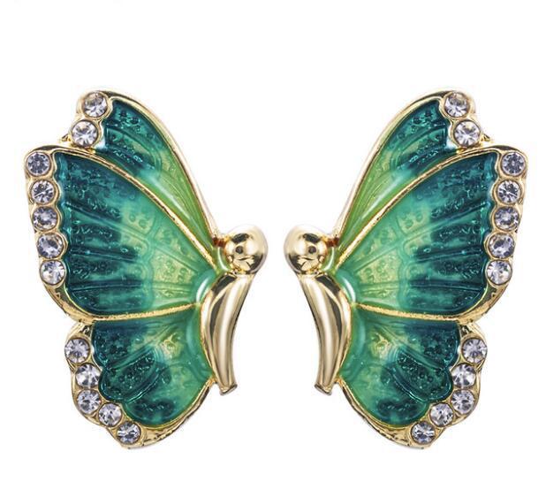 Wholesale Alloy Rhinestone Encrusted Butterfly Earrings