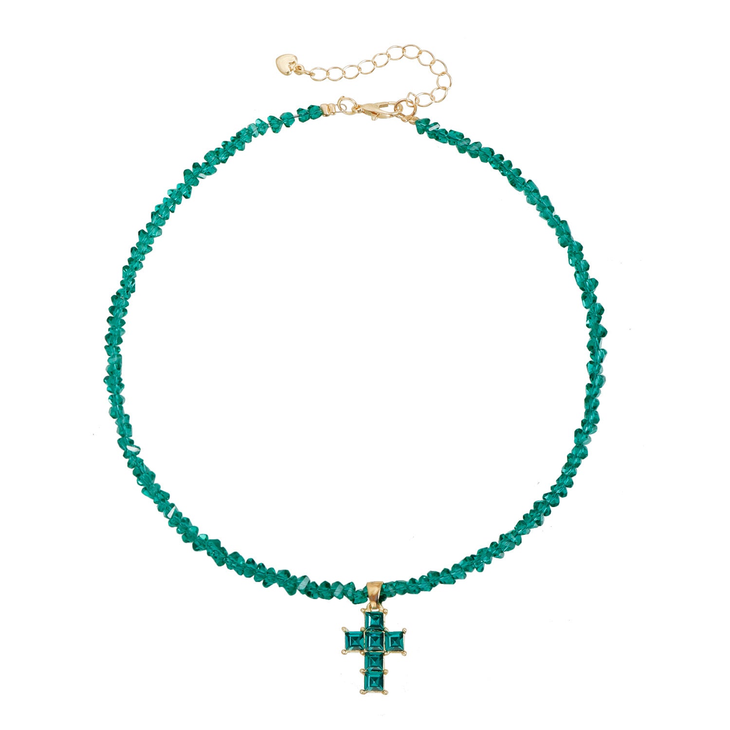 Wholesale Alloy Electroplated Triangle Crystal Inlaid Cross Necklace for Women Stylish Street Style Jewelry Accessory