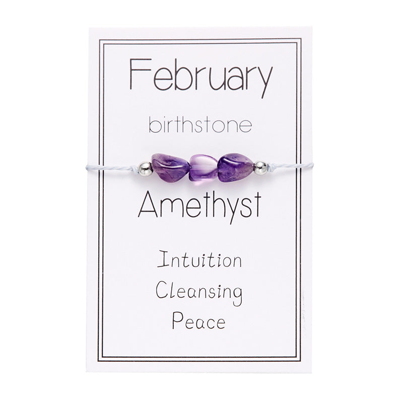 Wholesale Birthstone Girls' Bracelets Hand-Woven Adjustable Bracelets