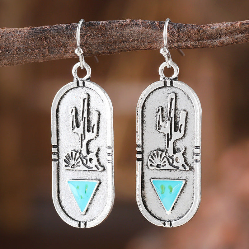 Wholesale Three-Dimensional Carved Cactus Earrings