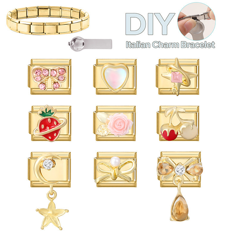 Wholesale 9mm Italian Charm Starter Bracelets DIY square Single Section Creative Stainless Steel Composable Bracelet