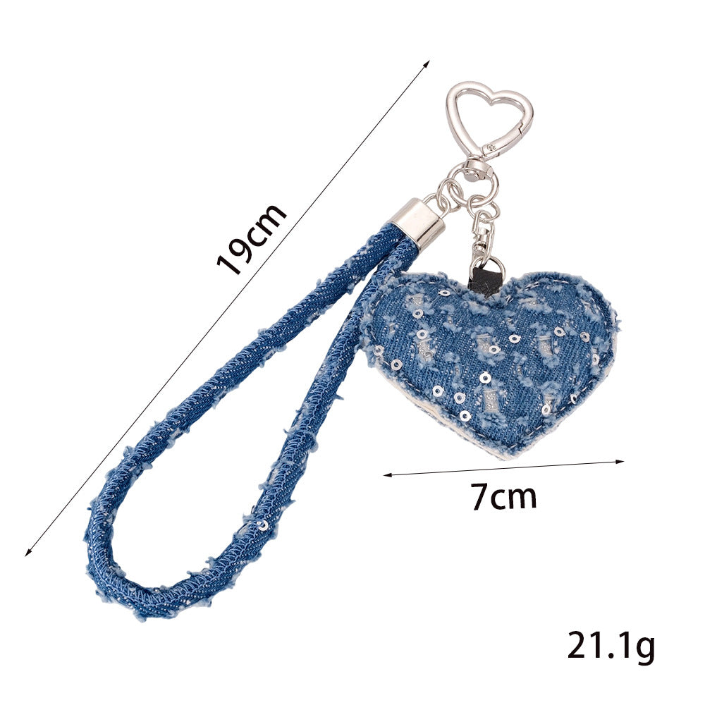 Wholesale  sophisticated ripped denim wrist strap phone charm  Keychain