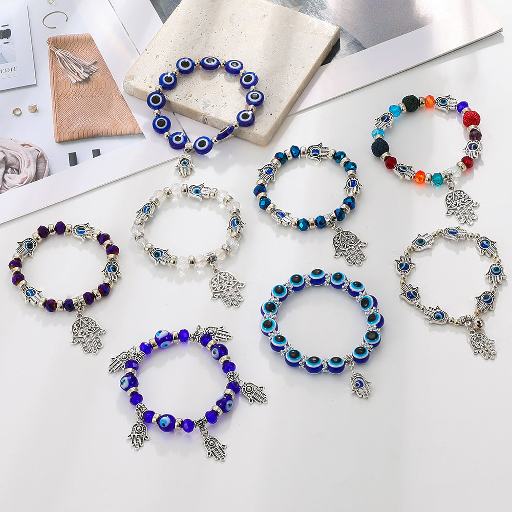 Wholesale Blue Devil Eye Resin Ball Bracelet Miyuki ACC-BT-MY009