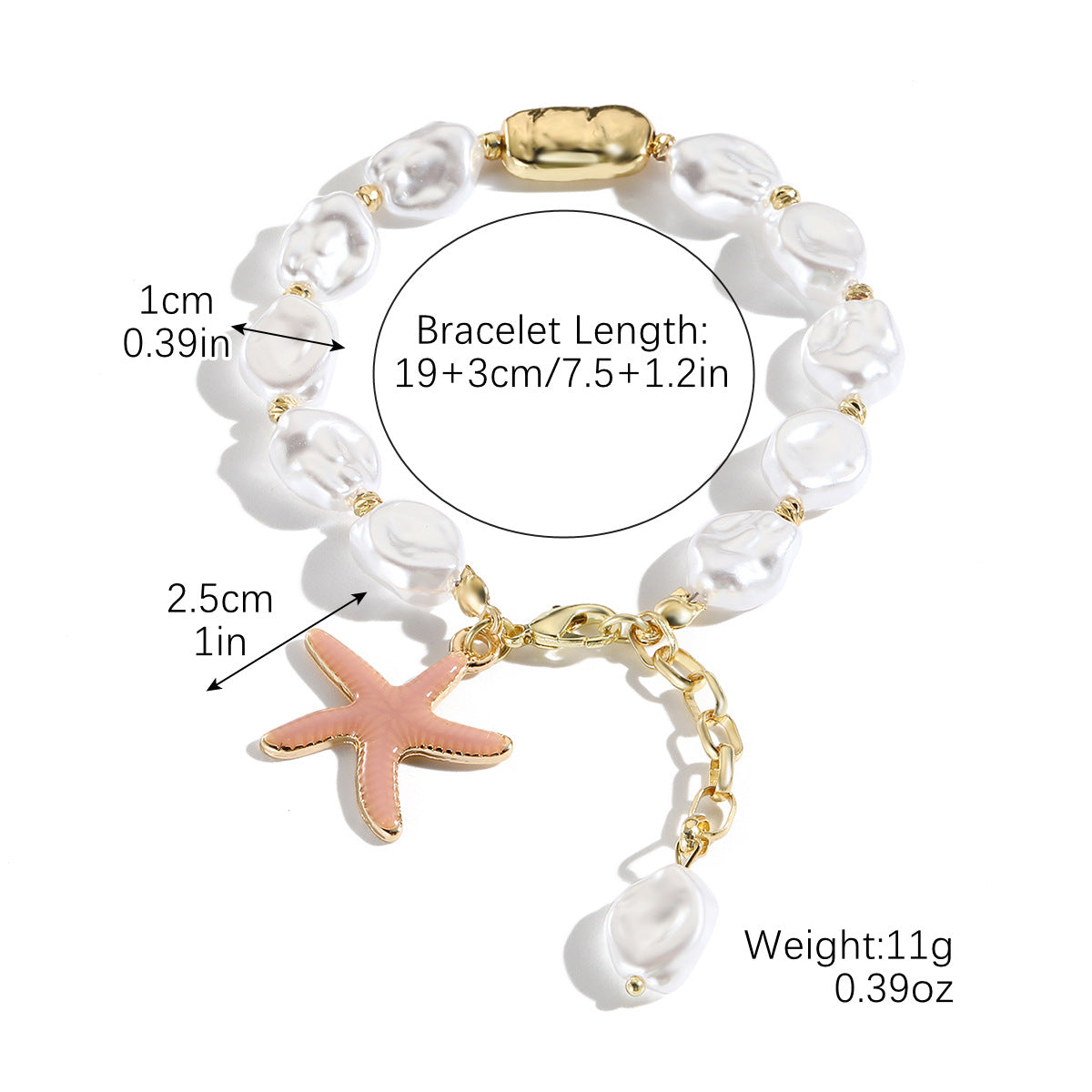 Wholesale Boho Style Pearl Starfish Pendant Shell Bracelet Bohemian ACC-BT-ManYi002