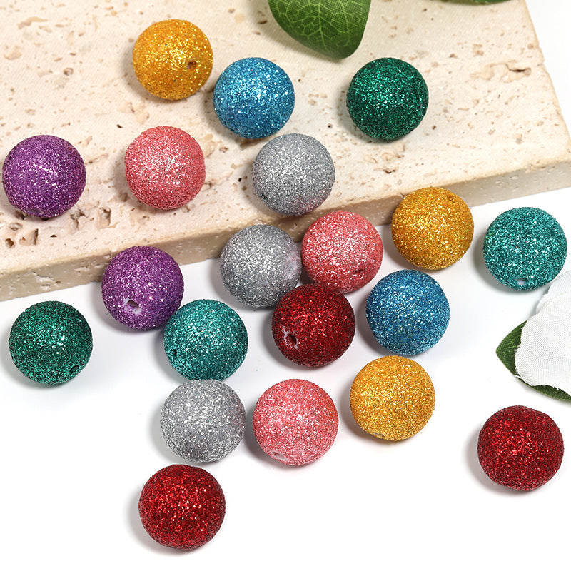 Wholesale 100pcs 16mm Acrylic Colored Glitter Beads Laser Sequins Starry Round Beads DIY Accessories ACC-BDS-BLG084