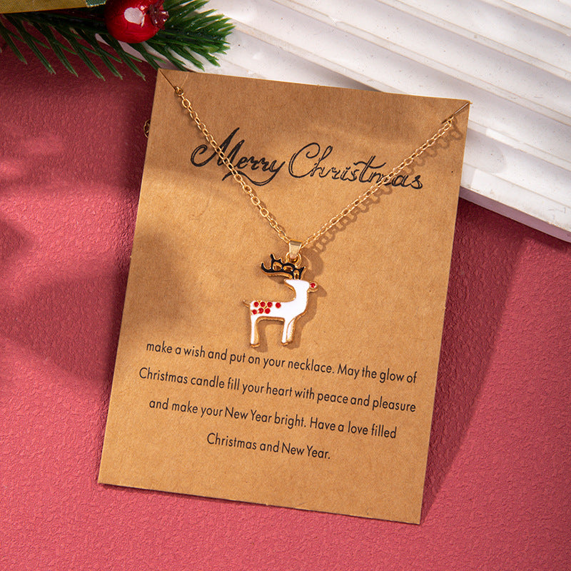 Wholesale Christmas Colored Oil Drop Pendant Christmas Tree Necklaces ACC-NE-Zhey002