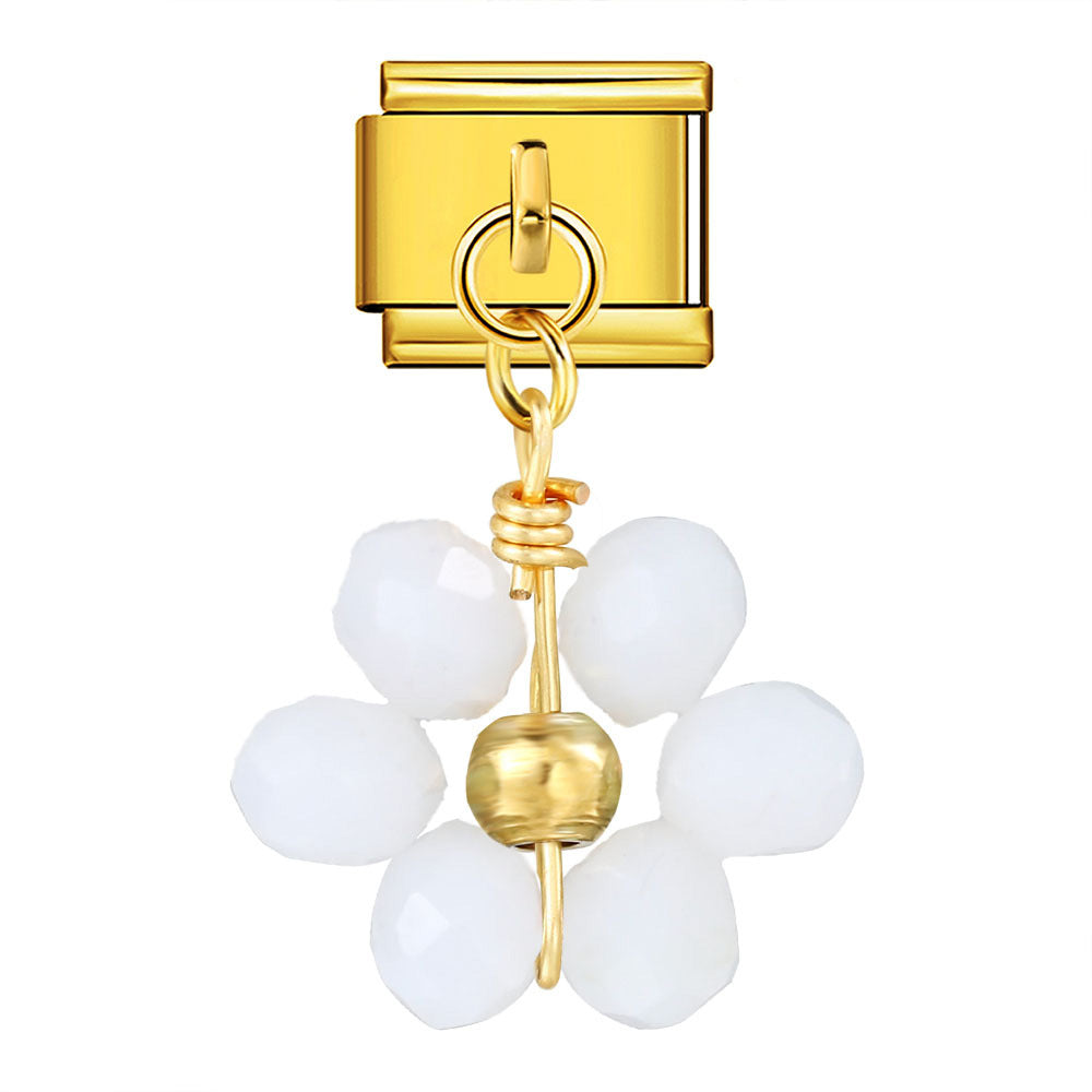 Wholesale Italian Charm Bracelet 9mm DIY Crystal Bead Flower  Creative Stainless Steel Composable Bracelet