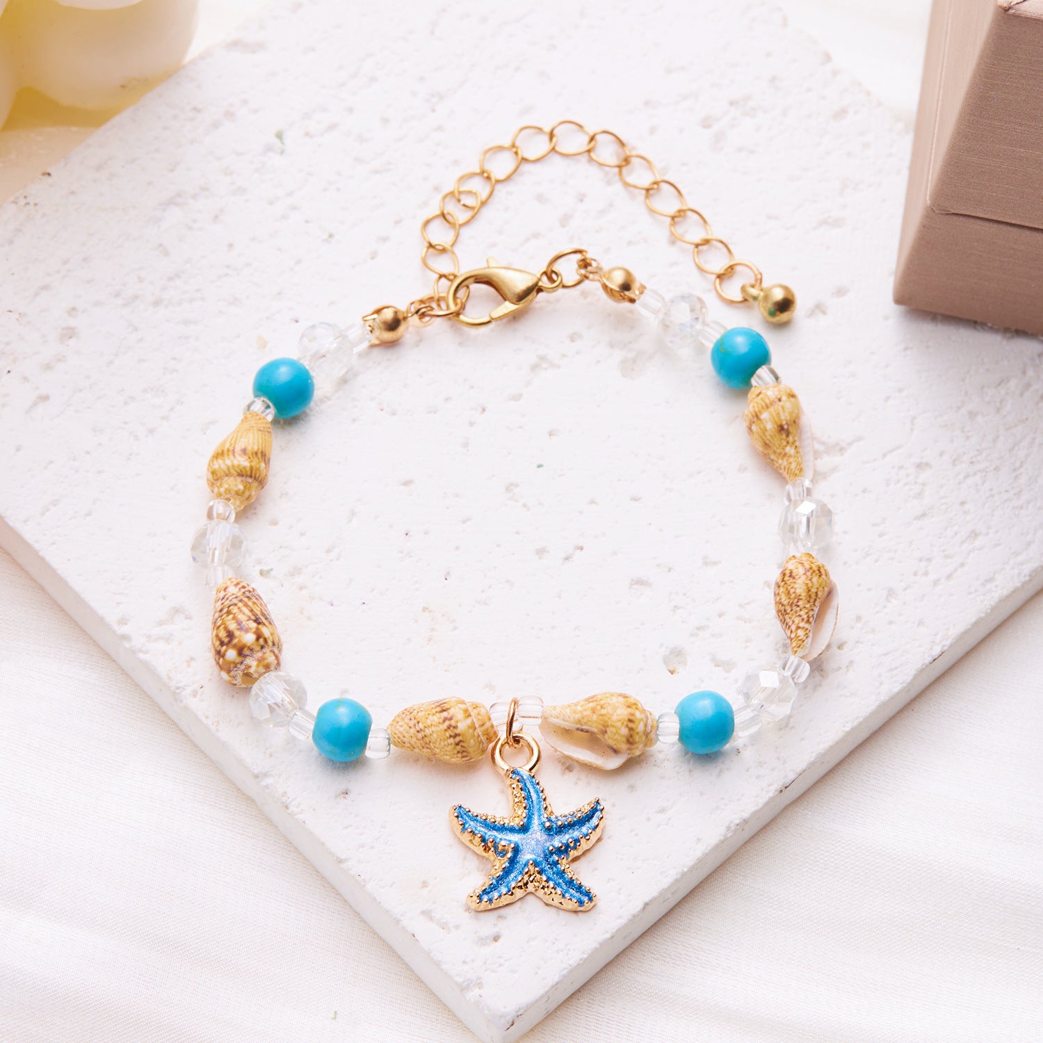 Wholesale  Bohemian Beach Vacation Marine Foot Fashion Conch Rice Bead Shell Beaded Necklace