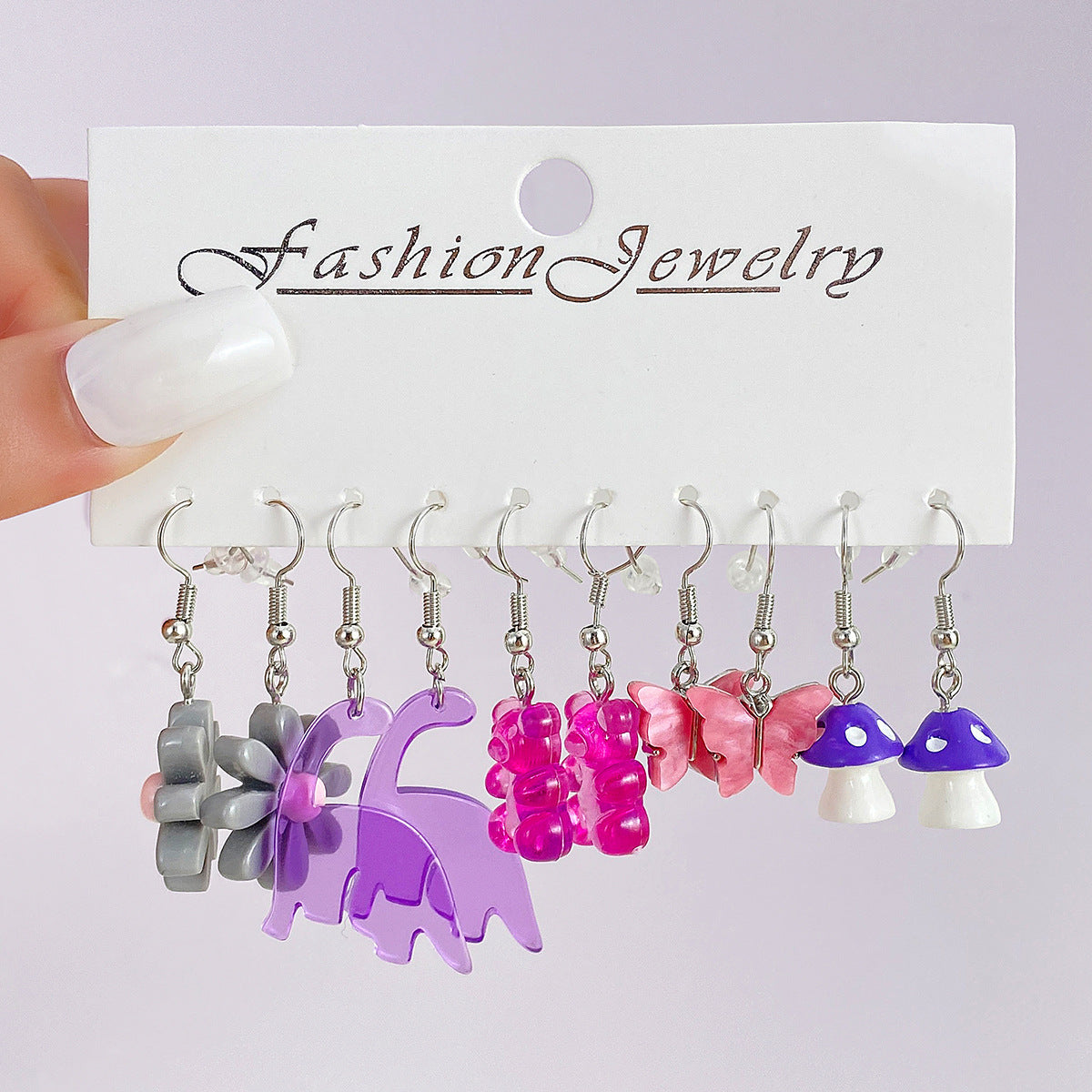 Wholesale 5pcs/set color acrylic earrings  white cloud flower earrings