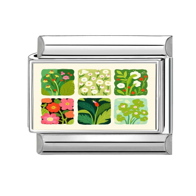 Wholesale Italian Style Plant Floral Stainless Steel DIY Bracelet Accessories - Decorative Charms for Gift Boutique Resale